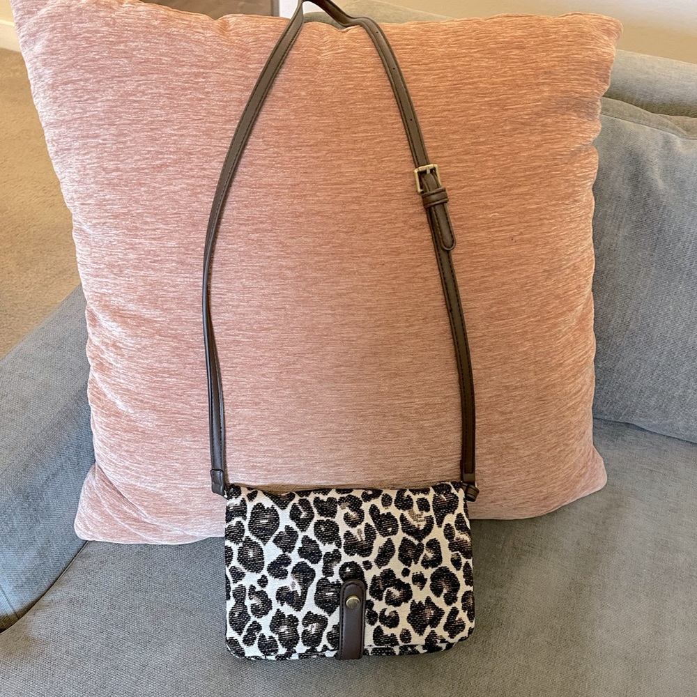 Leopard Print Convertible Cross Body / Clutch